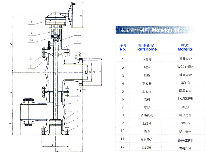 三通式料漿閥產(chǎn)品結構圖